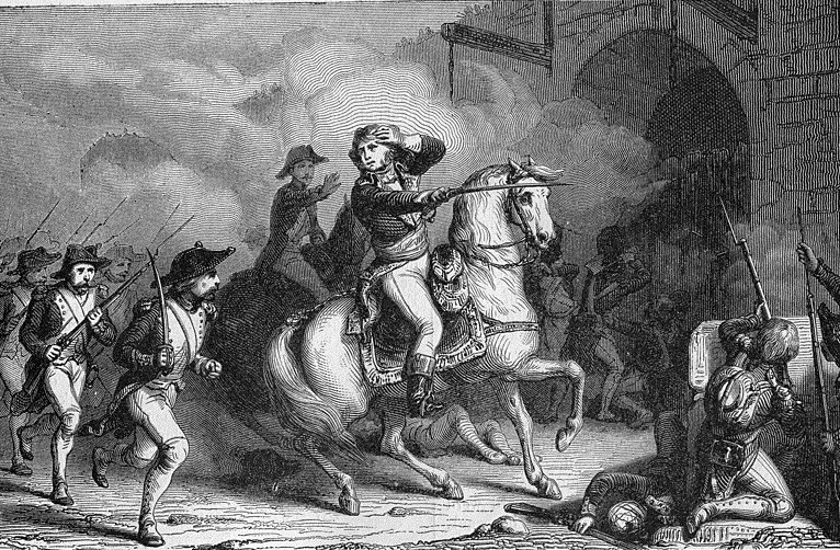 أول شهداء مصر في الحملة الفرنسية “زوجين من العجمي كادا يقتلا نابليون” رسمة إصابة كليبر