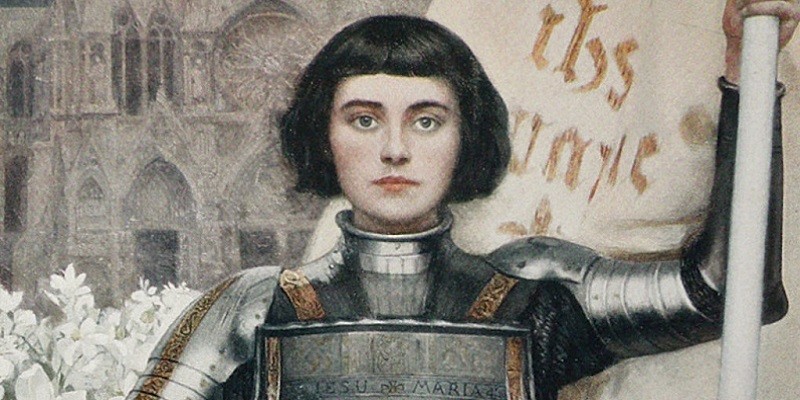 جان دارك محاربة فرنسية قُتلت بتهمة الهرطقة ثم اعتبرتها الكنيسة قديسة فيما بعد جان دارك