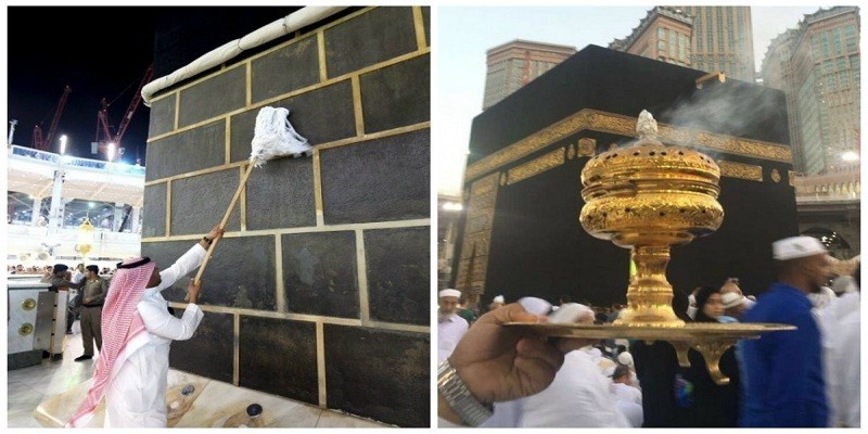 تطيب الكعبة وغسلها “لماذا تقلصت عدد المرات إلى اثنين بدلاً من ثلاثة ؟” تطيب الكعبة وغسلها